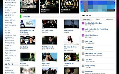Trang chủ của một trang nghe nhạc trực tuyến ăn khách