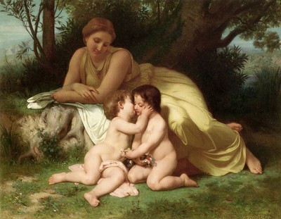 Bức “Người phụ nữ trẻ ngắm hai con chơi đùa” (1861)