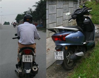 Hai chiếc xe máy biển số giả của